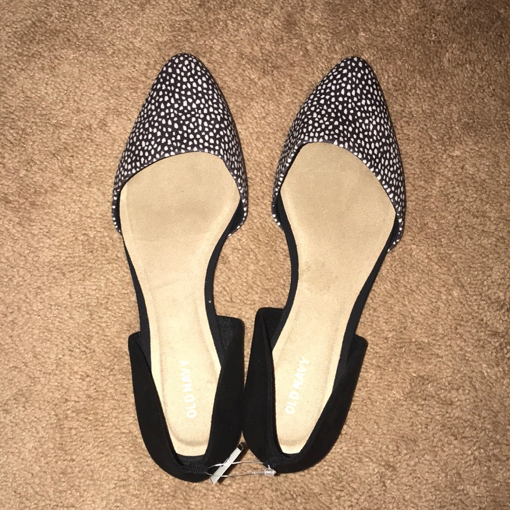 Brand New Old Navy Flats Black White Polka Dot